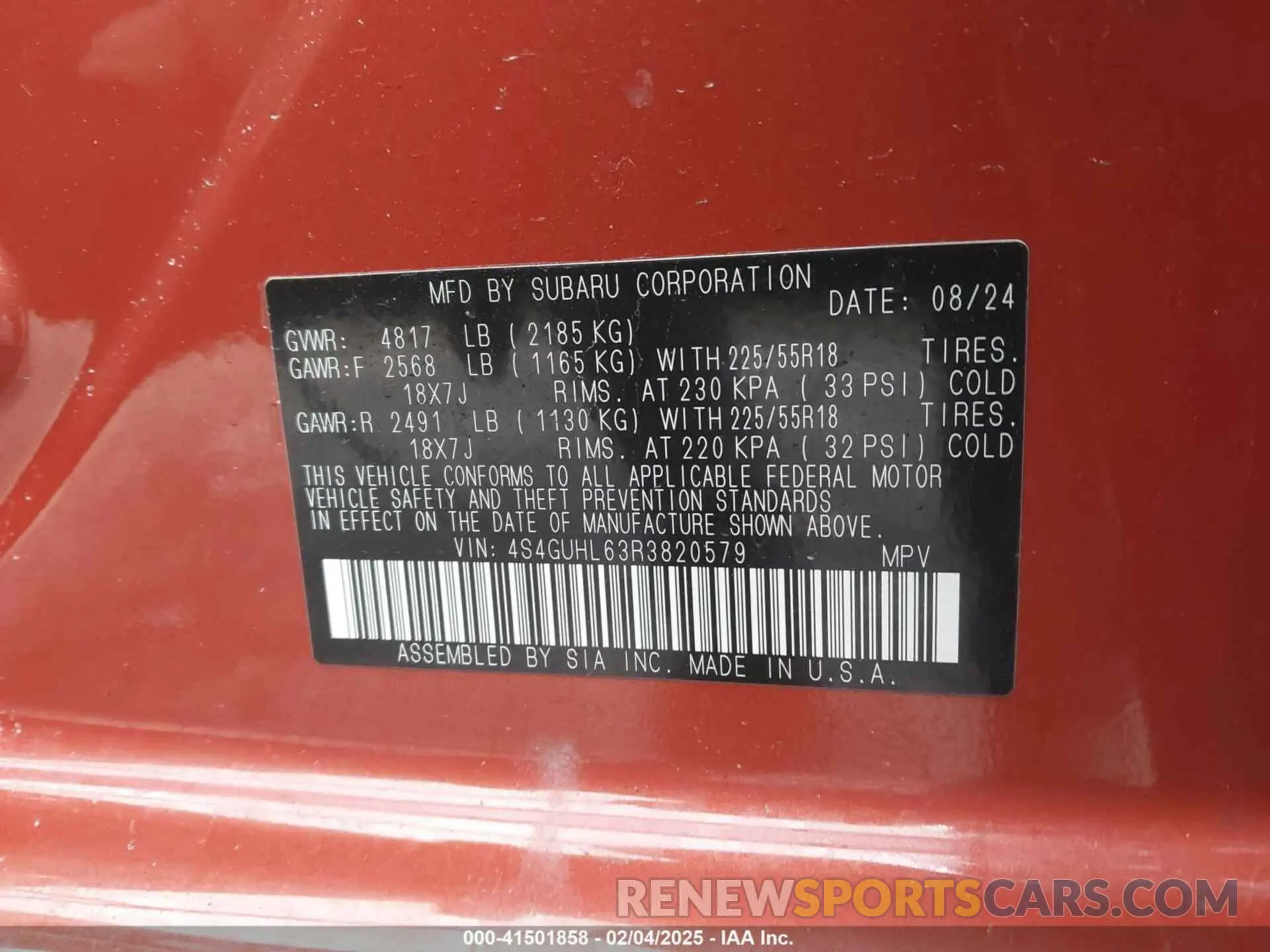 9 Photograph of a damaged car 4S4GUHL63R3820579 SUBARU CROSSTREK 2024