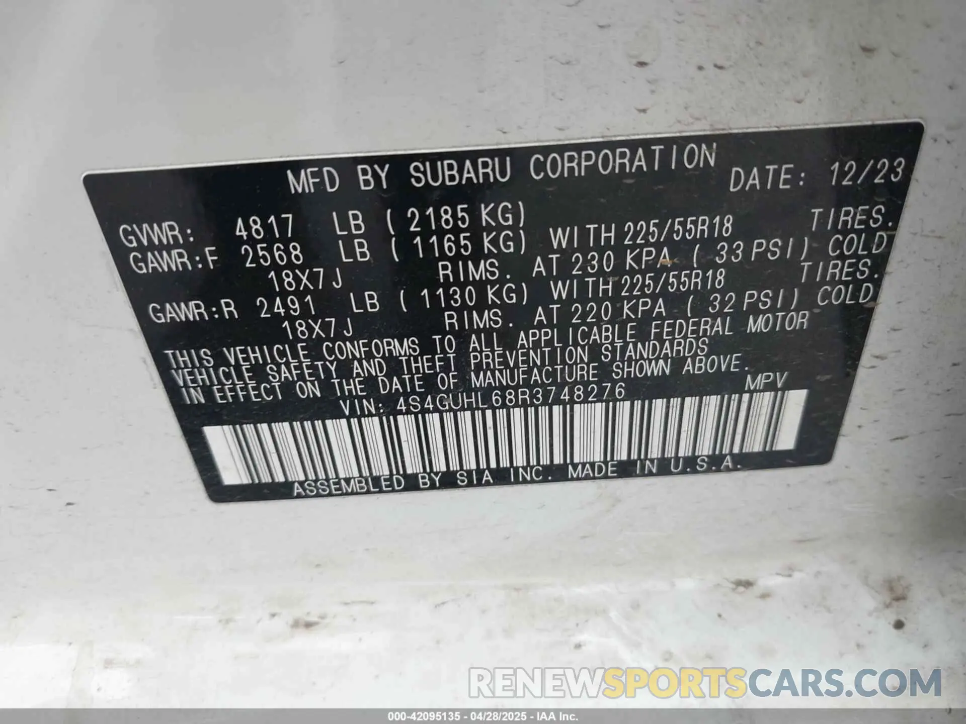 9 Photograph of a damaged car 4S4GUHL68R3748276 SUBARU CROSSTREK 2024