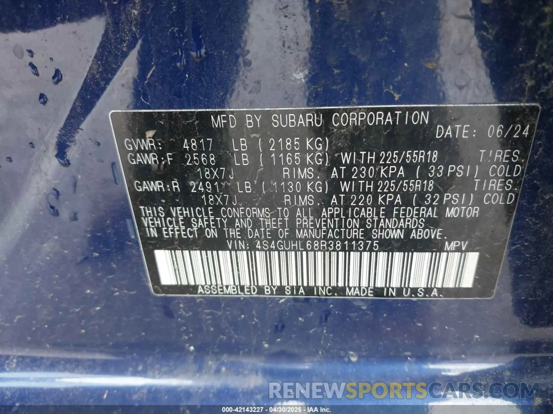 9 Photograph of a damaged car 4S4GUHL68R3811375 SUBARU CROSSTREK 2024
