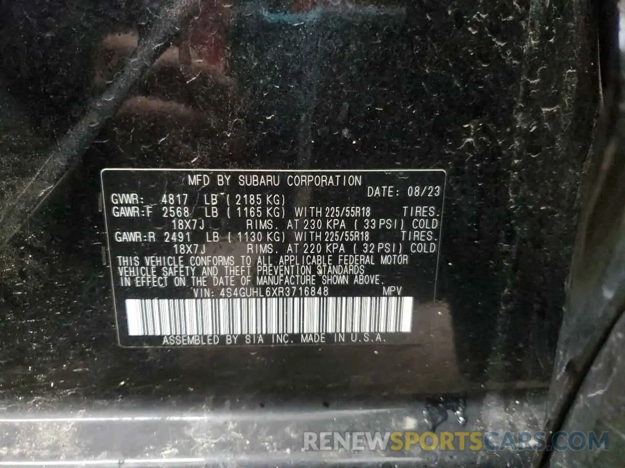 13 Photograph of a damaged car 4S4GUHL6XR3716848 SUBARU CROSSTREK 2024