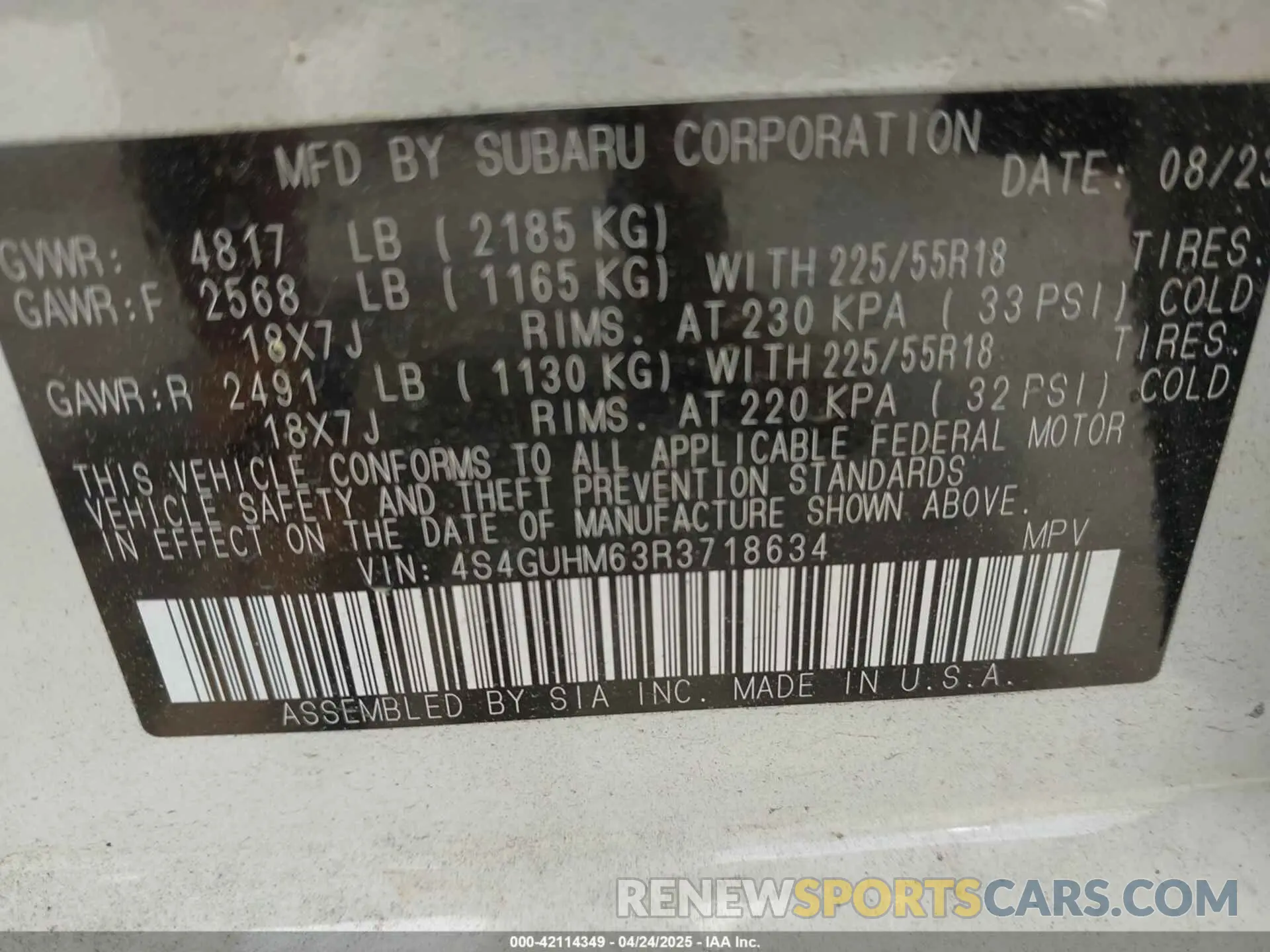 9 Photograph of a damaged car 4S4GUHM63R3718634 SUBARU CROSSTREK 2024