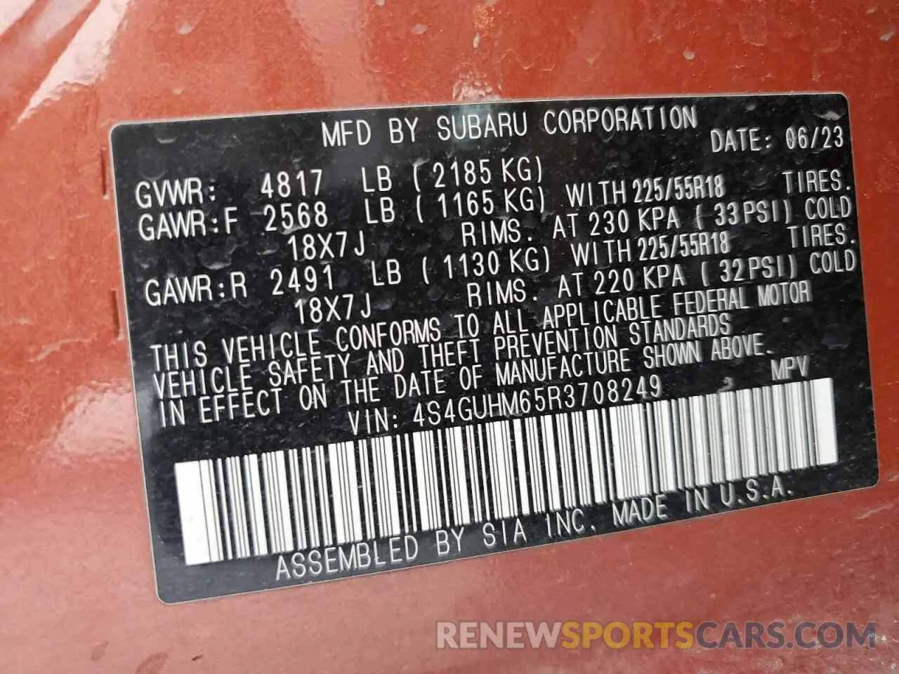 13 Photograph of a damaged car 4S4GUHM65R3708249 SUBARU CROSSTREK 2024
