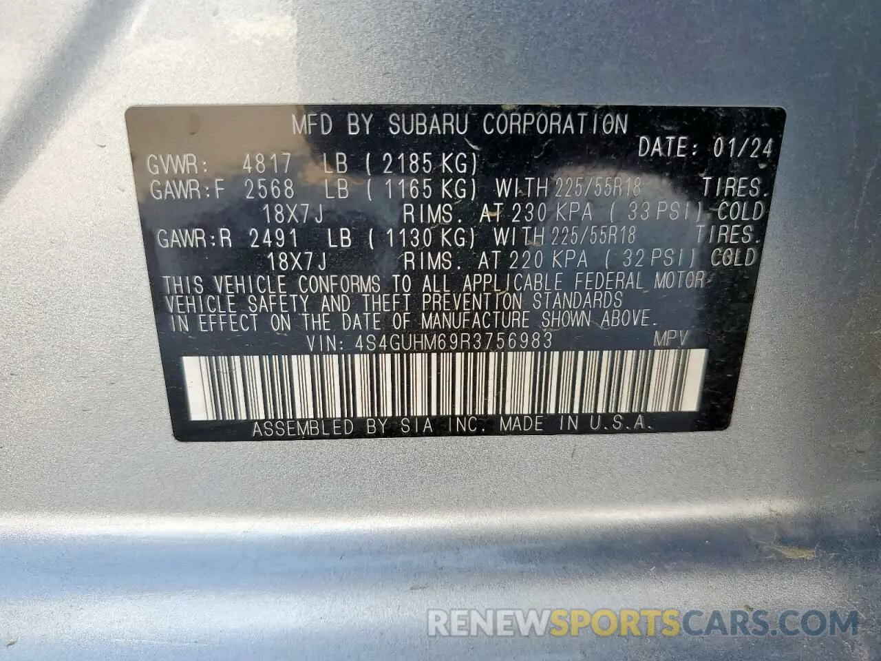 13 Photograph of a damaged car 4S4GUHM69R3756983 SUBARU CROSSTREK 2024