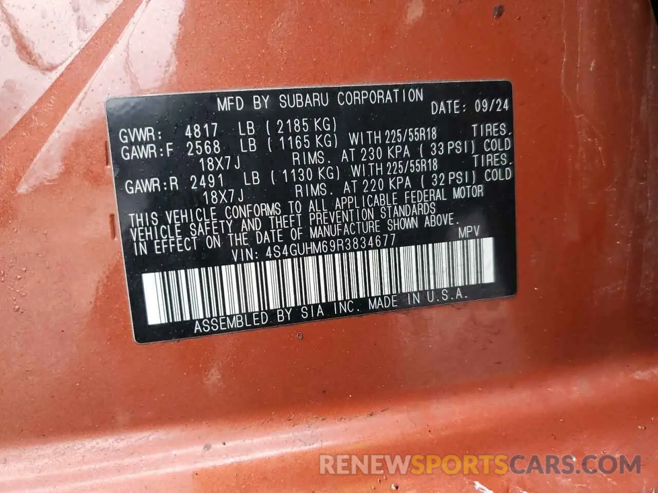 13 Photograph of a damaged car 4S4GUHM69R3834677 SUBARU CROSSTREK 2024