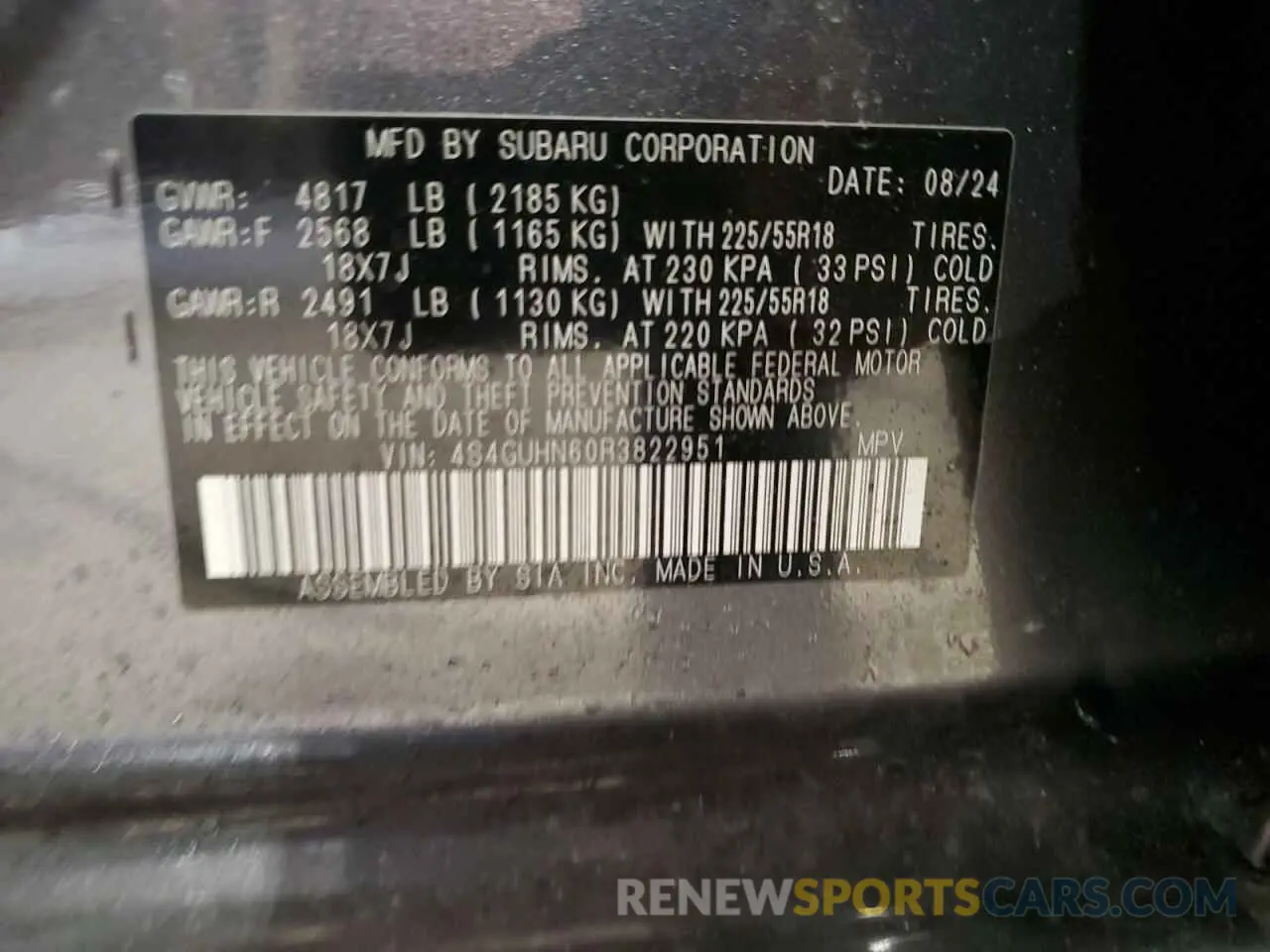 15 Photograph of a damaged car 4S4GUHN60R3822951 SUBARU CROSSTREK 2024