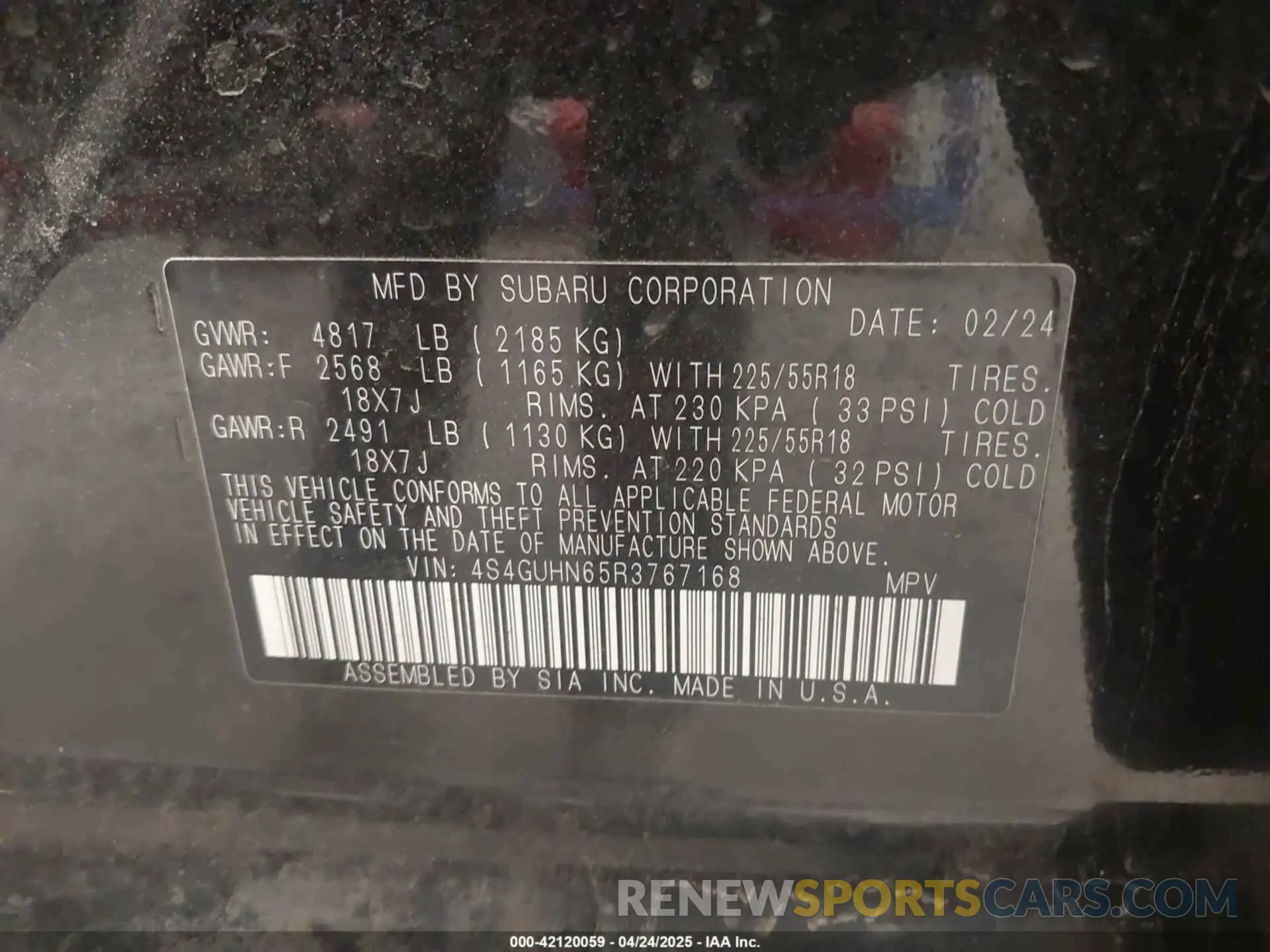 9 Photograph of a damaged car 4S4GUHN65R3767168 SUBARU CROSSTREK 2024