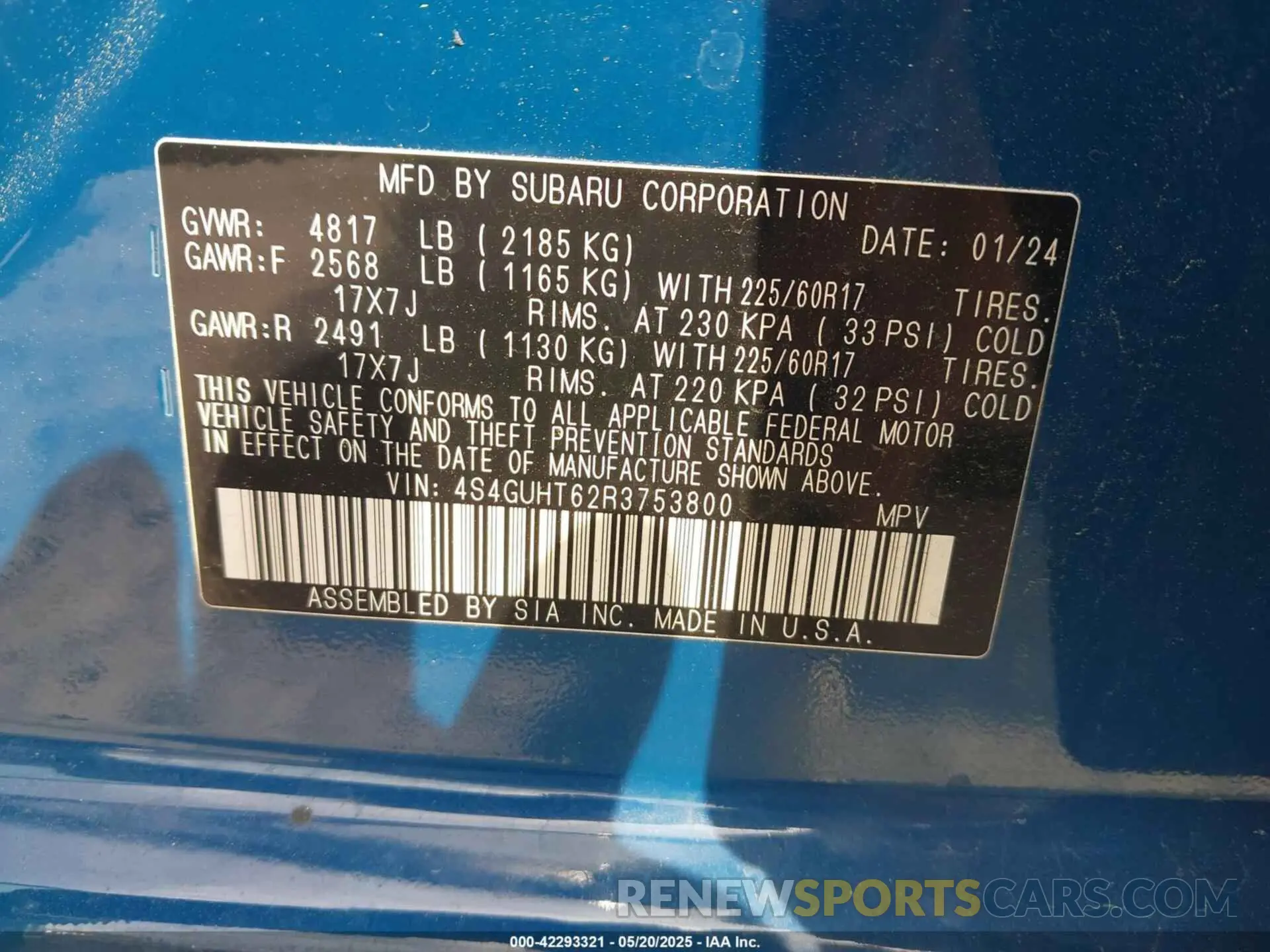 9 Photograph of a damaged car 4S4GUHT62R3753800 SUBARU CROSSTREK 2024