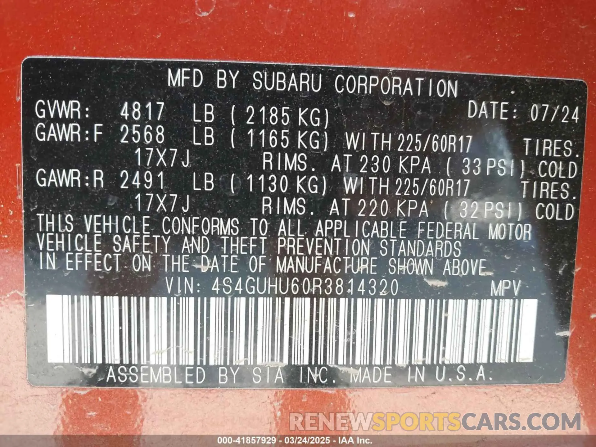 9 Photograph of a damaged car 4S4GUHU60R3814320 SUBARU CROSSTREK 2024