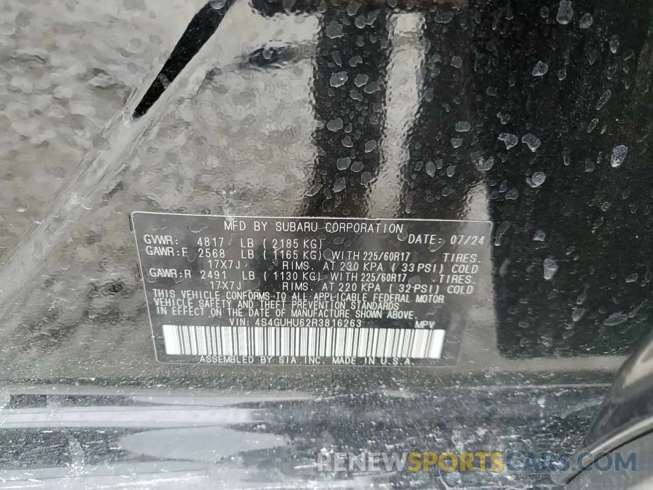 12 Photograph of a damaged car 4S4GUHU62R3816263 SUBARU CROSSTREK 2024