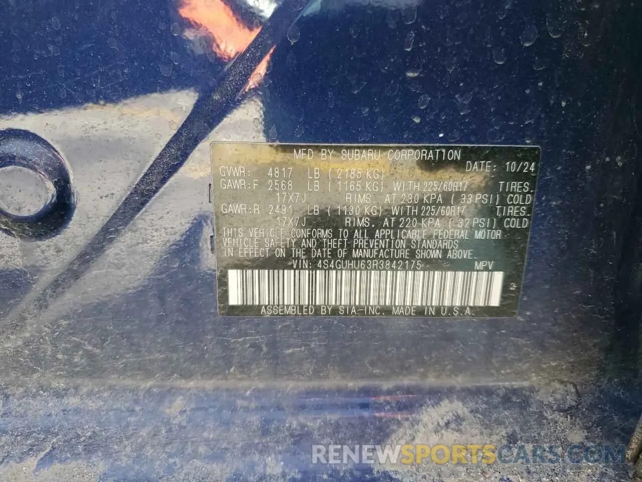 14 Photograph of a damaged car 4S4GUHU63R3842175 SUBARU CROSSTREK 2024
