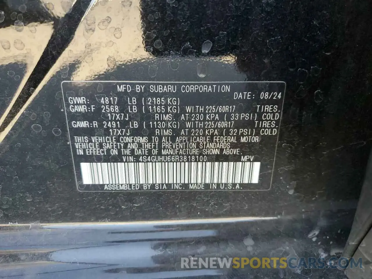 12 Photograph of a damaged car 4S4GUHU66R3818100 SUBARU CROSSTREK 2024