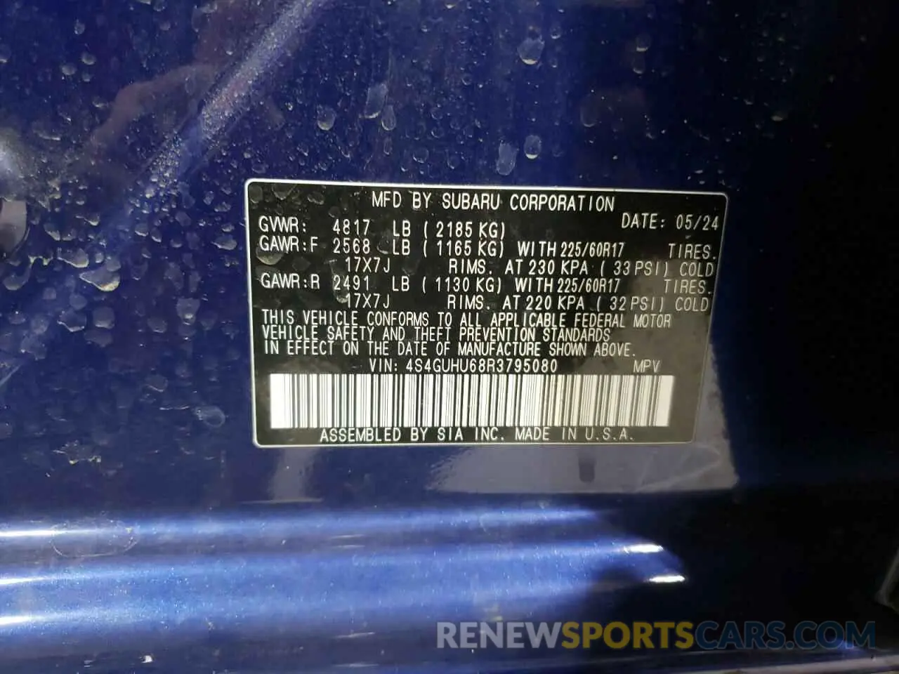 15 Photograph of a damaged car 4S4GUHU68R3795080 SUBARU CROSSTREK 2024