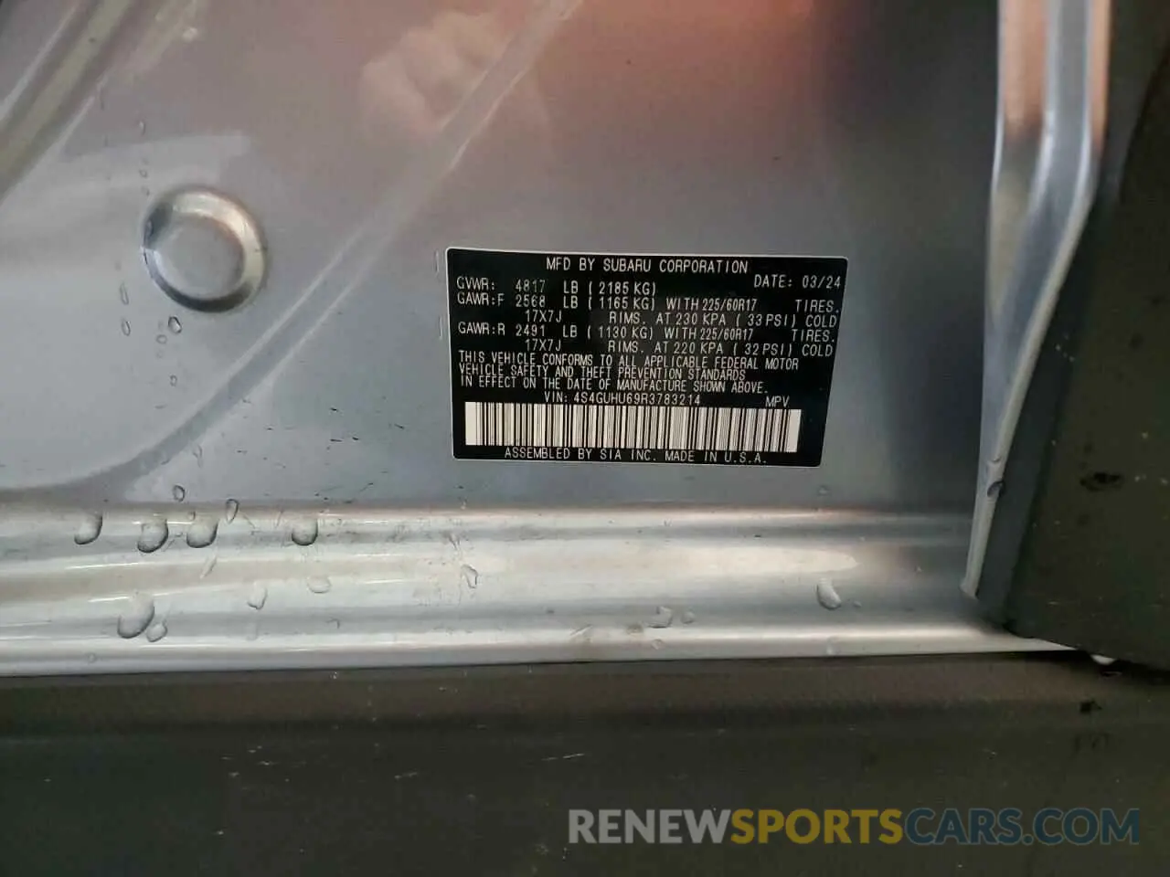 14 Photograph of a damaged car 4S4GUHU69R3783214 SUBARU CROSSTREK 2024