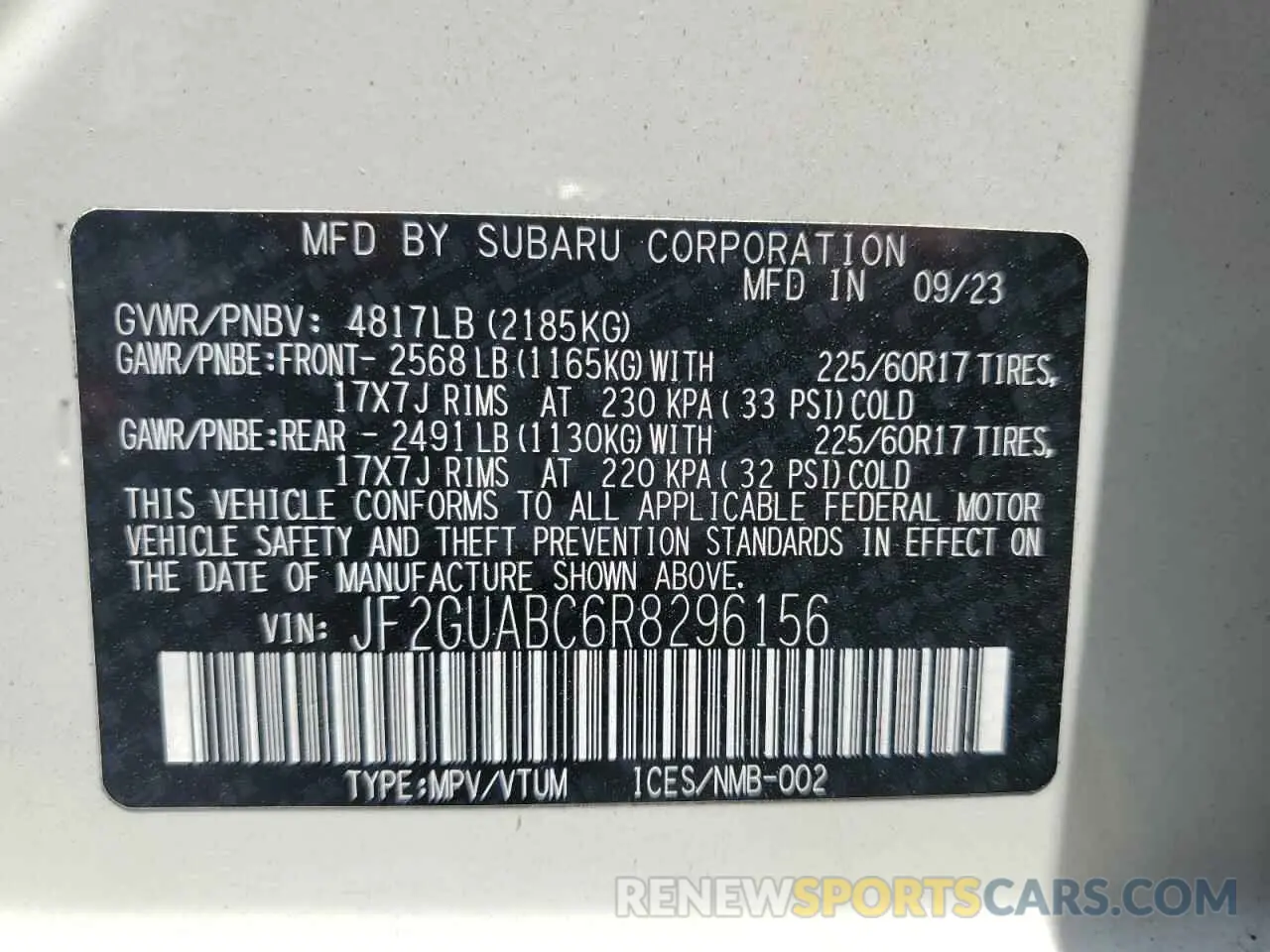 12 Photograph of a damaged car JF2GUABC6R8296156 SUBARU CROSSTREK 2024
