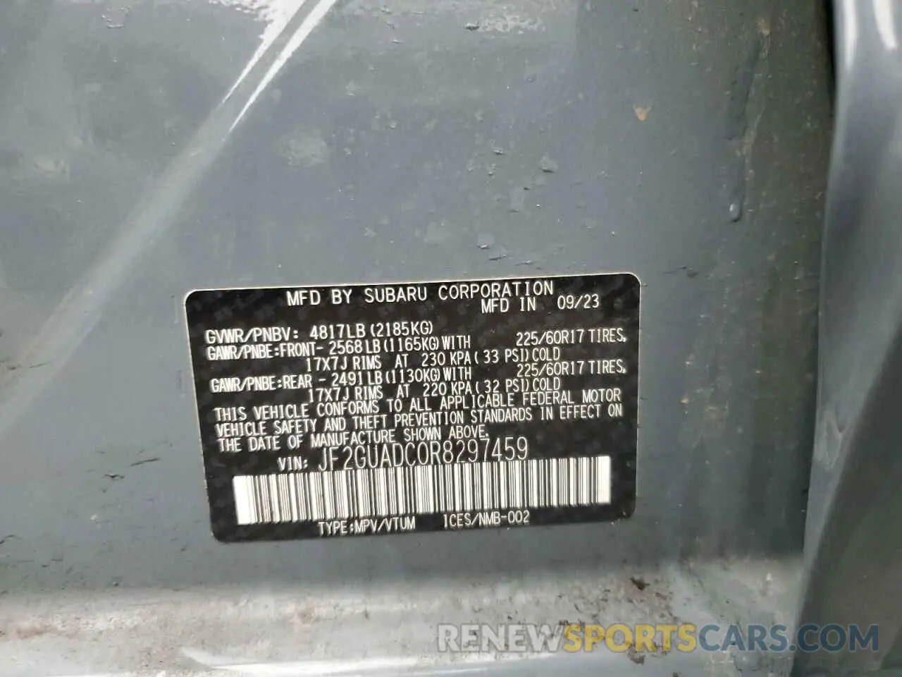 12 Photograph of a damaged car JF2GUADC0R8297459 SUBARU CROSSTREK 2024