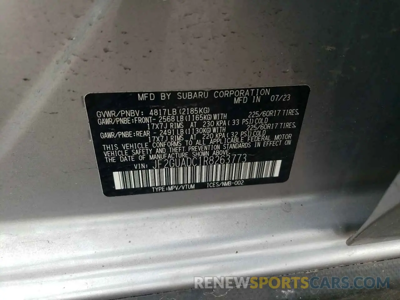13 Photograph of a damaged car JF2GUADC1R8263773 SUBARU CROSSTREK 2024