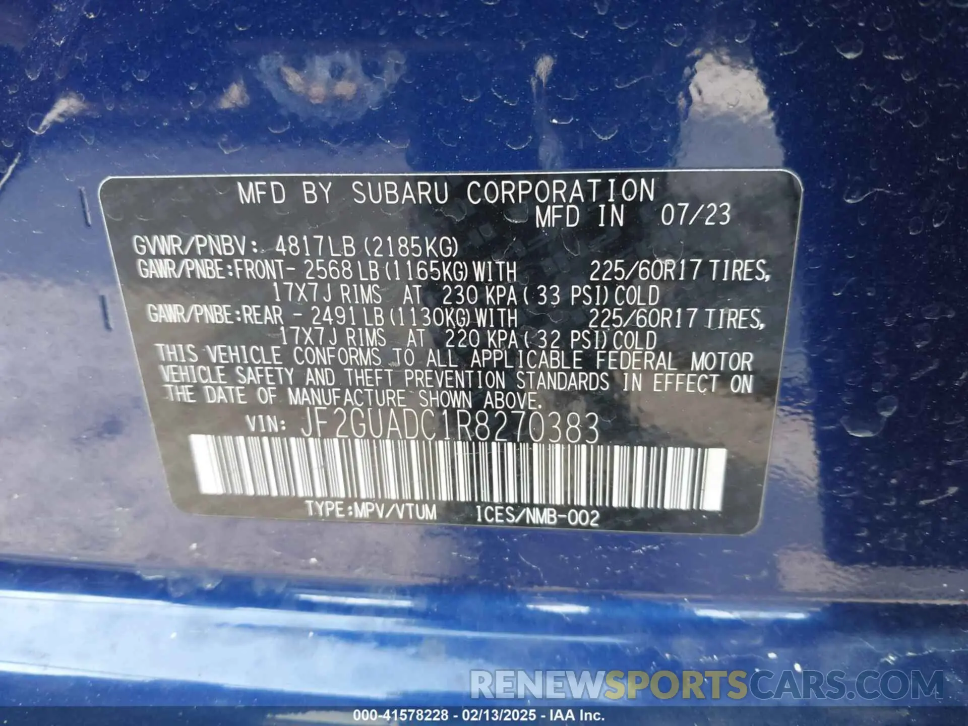 9 Photograph of a damaged car JF2GUADC1R8270383 SUBARU CROSSTREK 2024