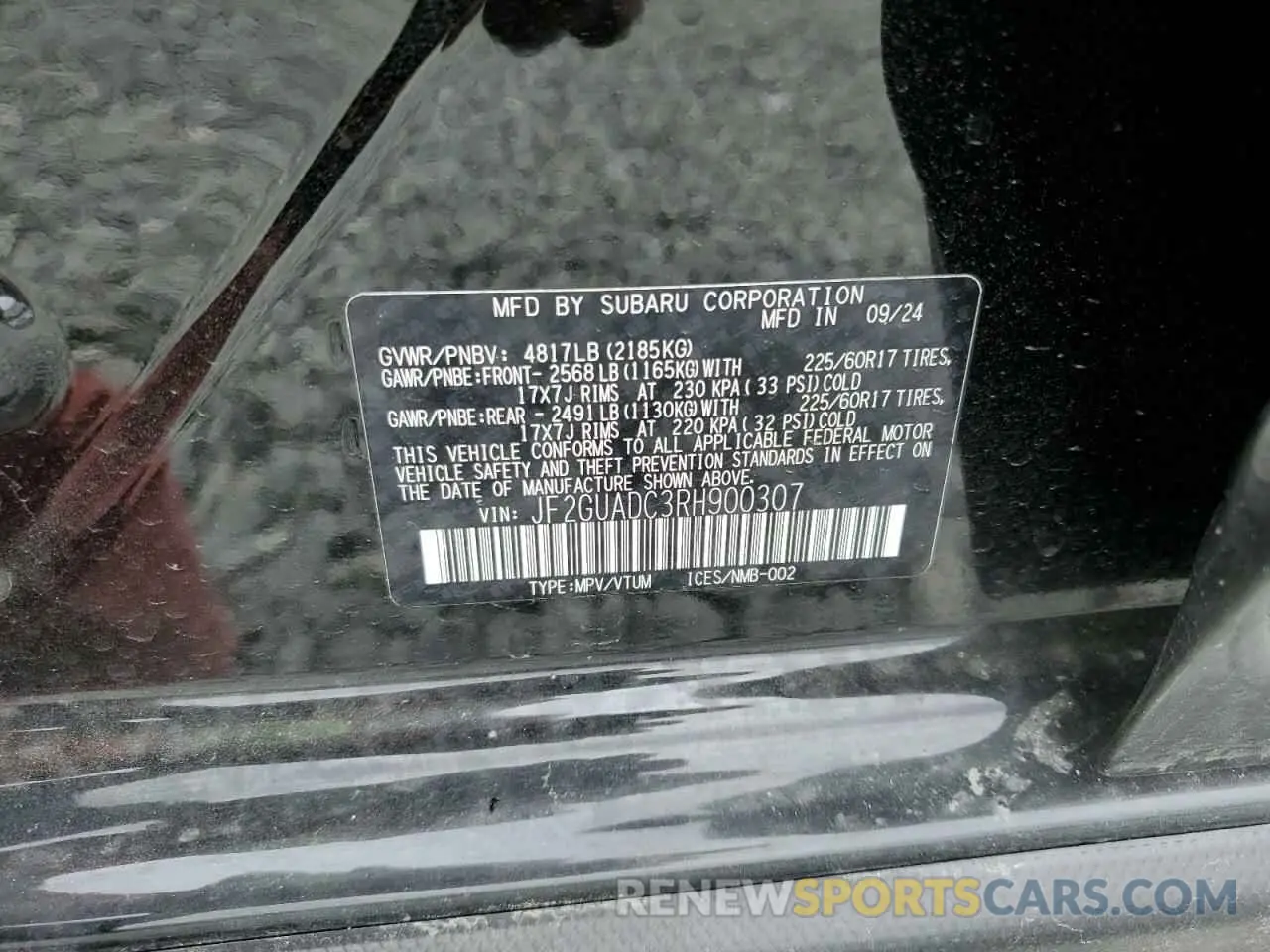 13 Photograph of a damaged car JF2GUADC3RH900307 SUBARU CROSSTREK 2024