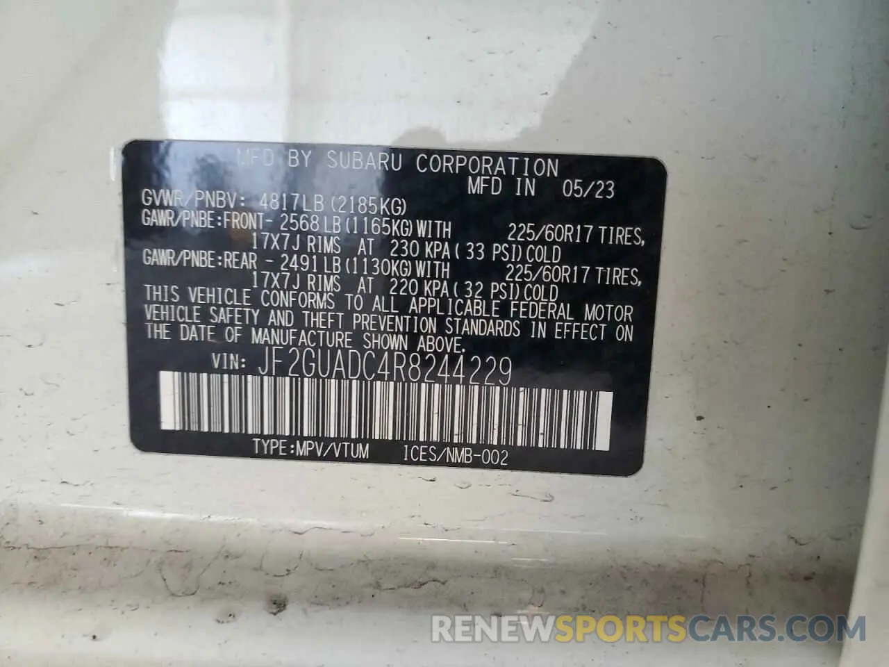 12 Photograph of a damaged car JF2GUADC4R8244229 SUBARU CROSSTREK 2024