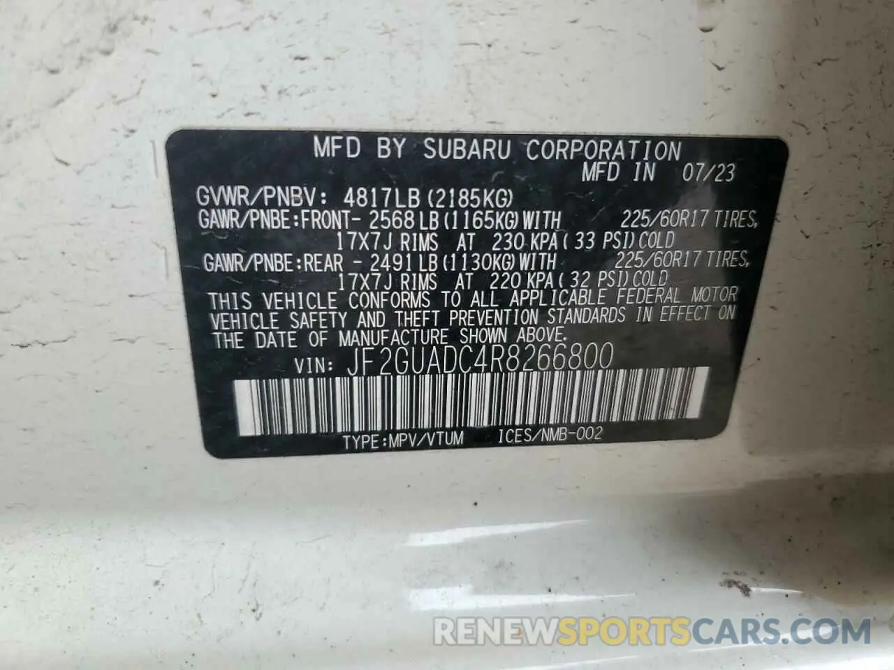 13 Photograph of a damaged car JF2GUADC4R8266800 SUBARU CROSSTREK 2024