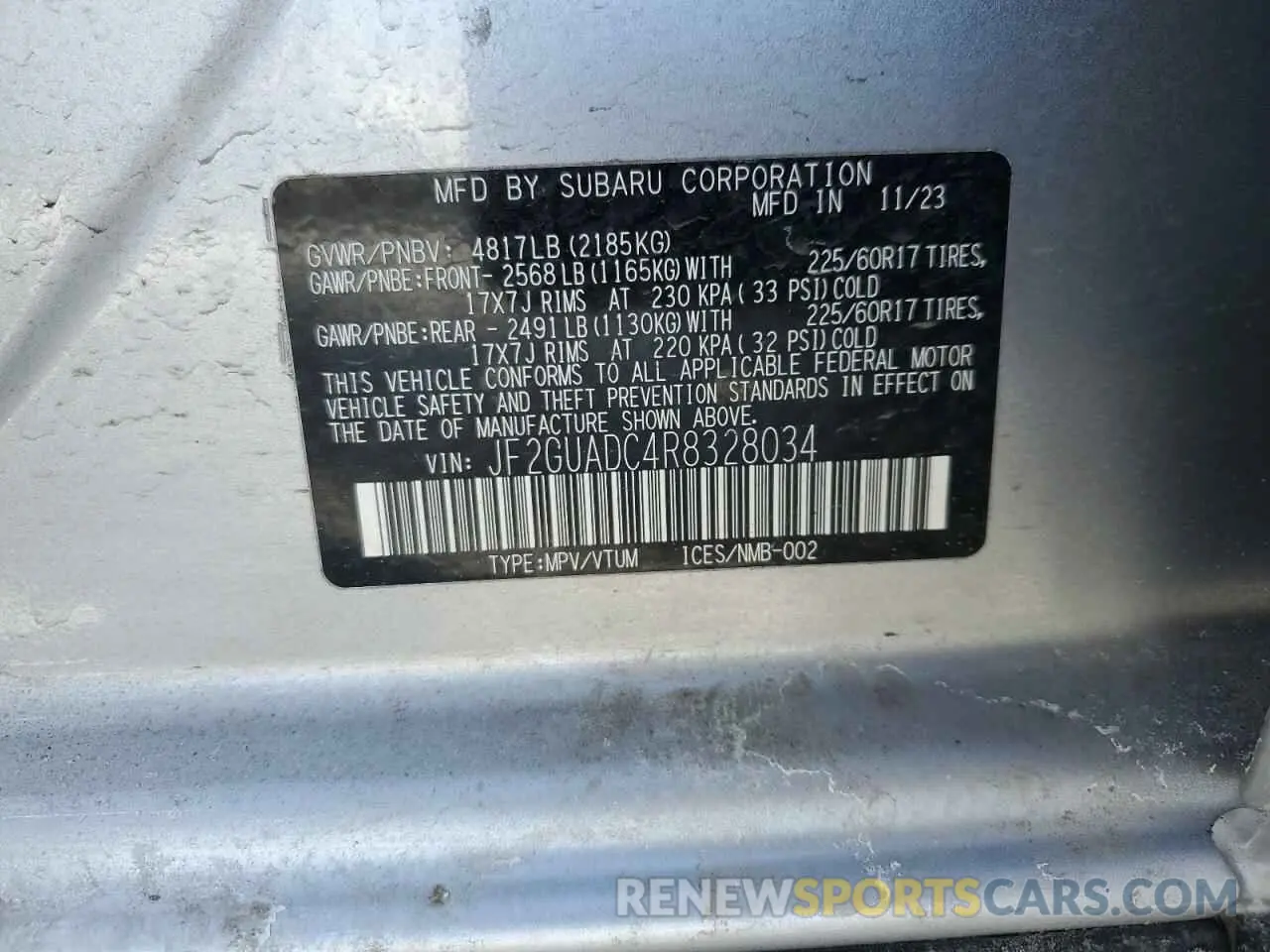 12 Photograph of a damaged car JF2GUADC4R8328034 SUBARU CROSSTREK 2024