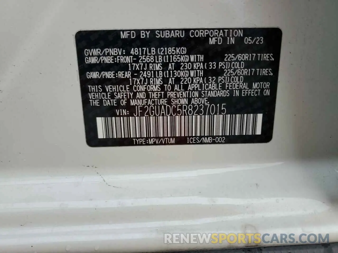13 Photograph of a damaged car JF2GUADC5R8237015 SUBARU CROSSTREK 2024