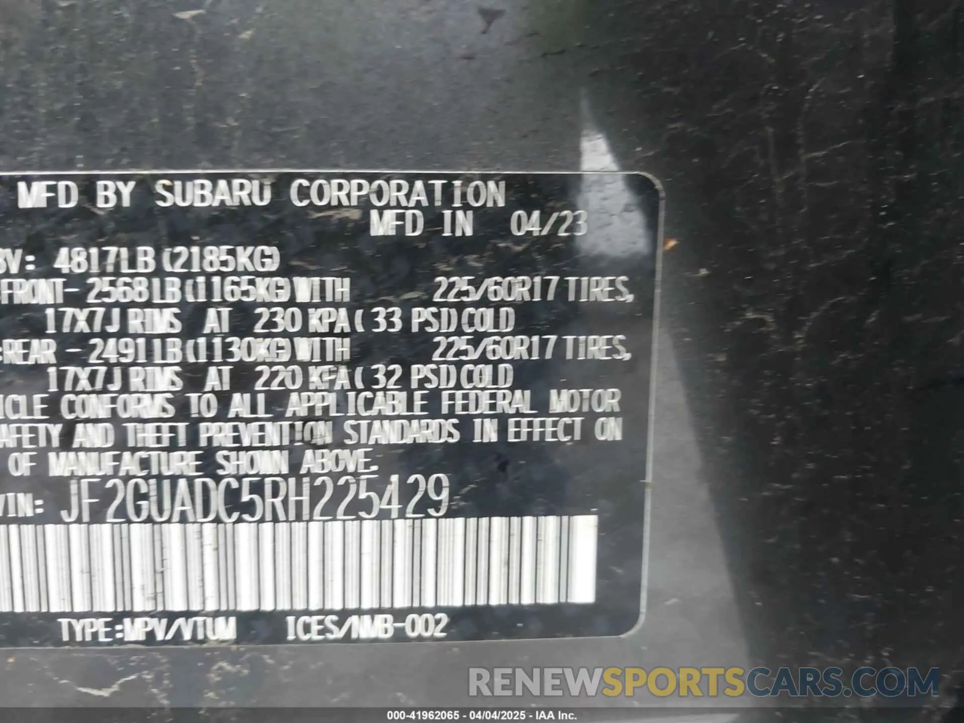 9 Photograph of a damaged car JF2GUADC5RH225429 SUBARU CROSSTREK 2024