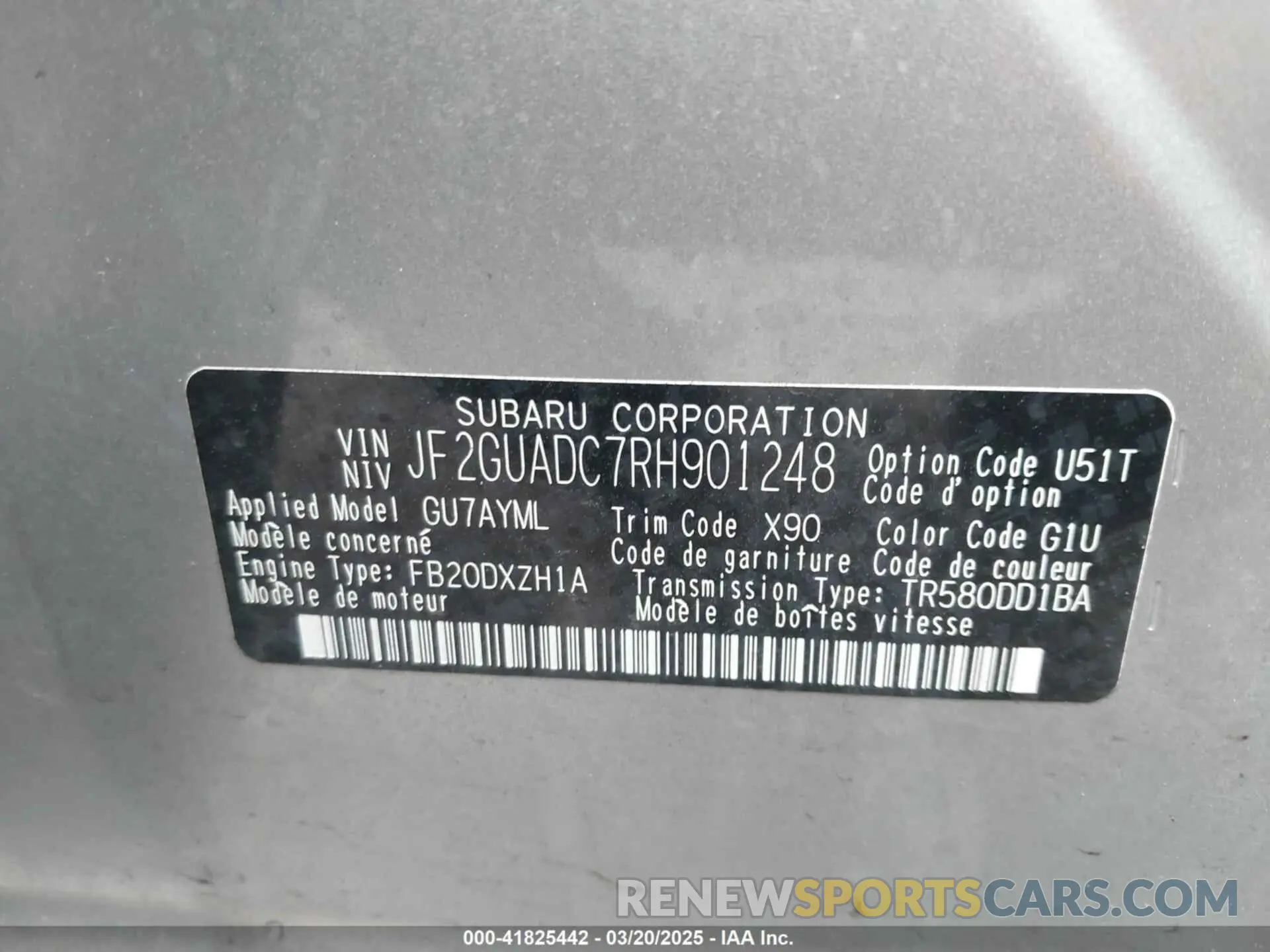 9 Photograph of a damaged car JF2GUADC7RH901248 SUBARU CROSSTREK 2024