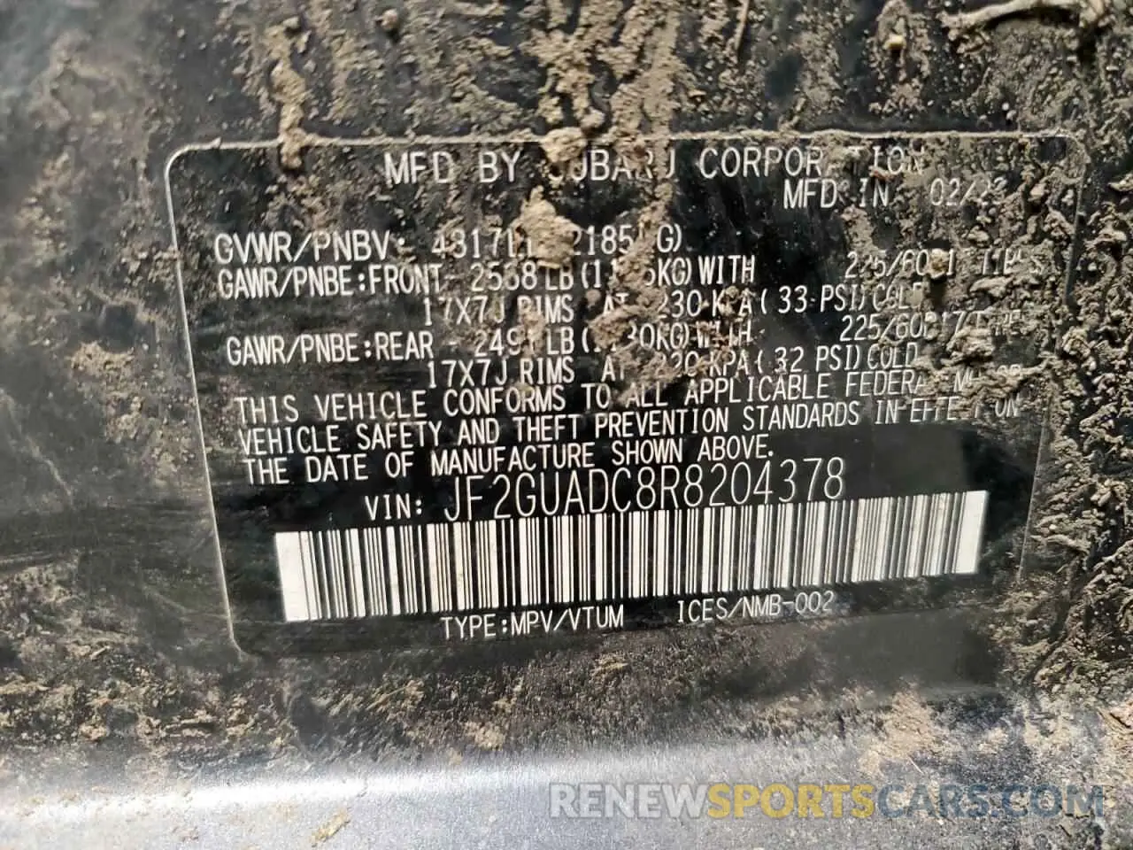 12 Photograph of a damaged car JF2GUADC8R8204378 SUBARU CROSSTREK 2024