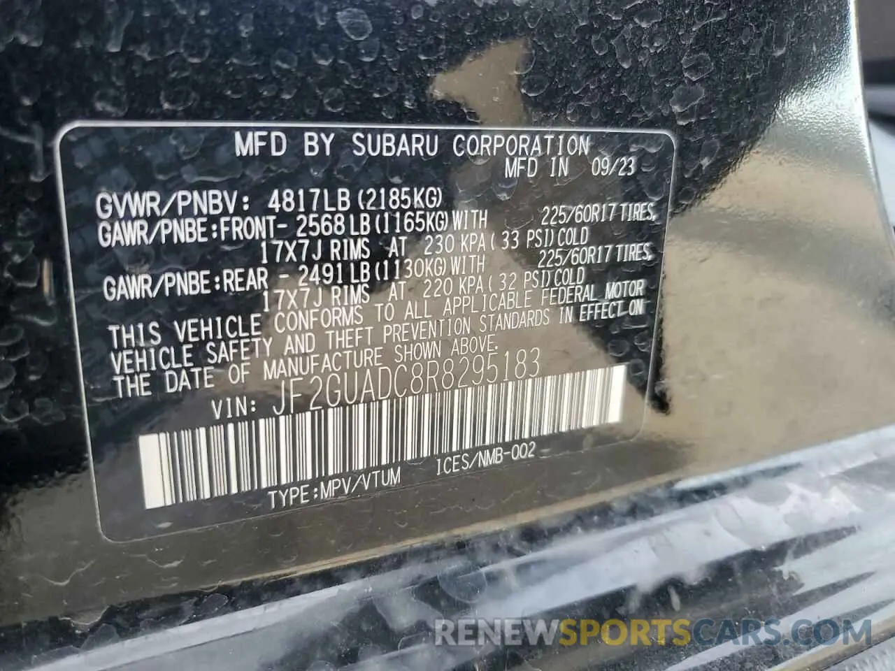 12 Photograph of a damaged car JF2GUADC8R8295183 SUBARU CROSSTREK 2024