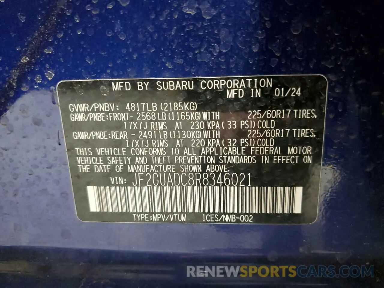 13 Photograph of a damaged car JF2GUADC8R8346021 SUBARU CROSSTREK 2024