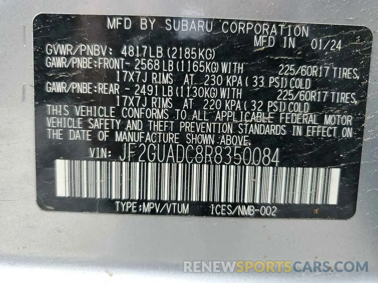 16 Photograph of a damaged car JF2GUADC8R8350084 SUBARU CROSSTREK 2024