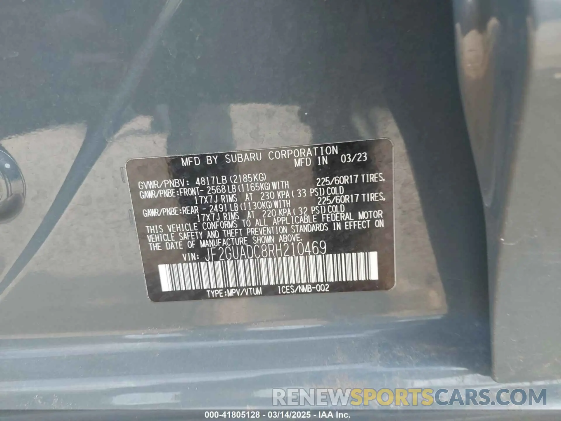 9 Photograph of a damaged car JF2GUADC8RH210469 SUBARU CROSSTREK 2024