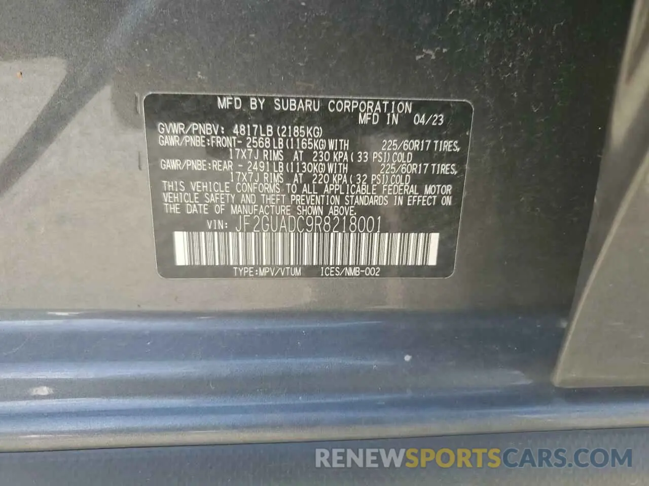 14 Photograph of a damaged car JF2GUADC9R8218001 SUBARU CROSSTREK 2024