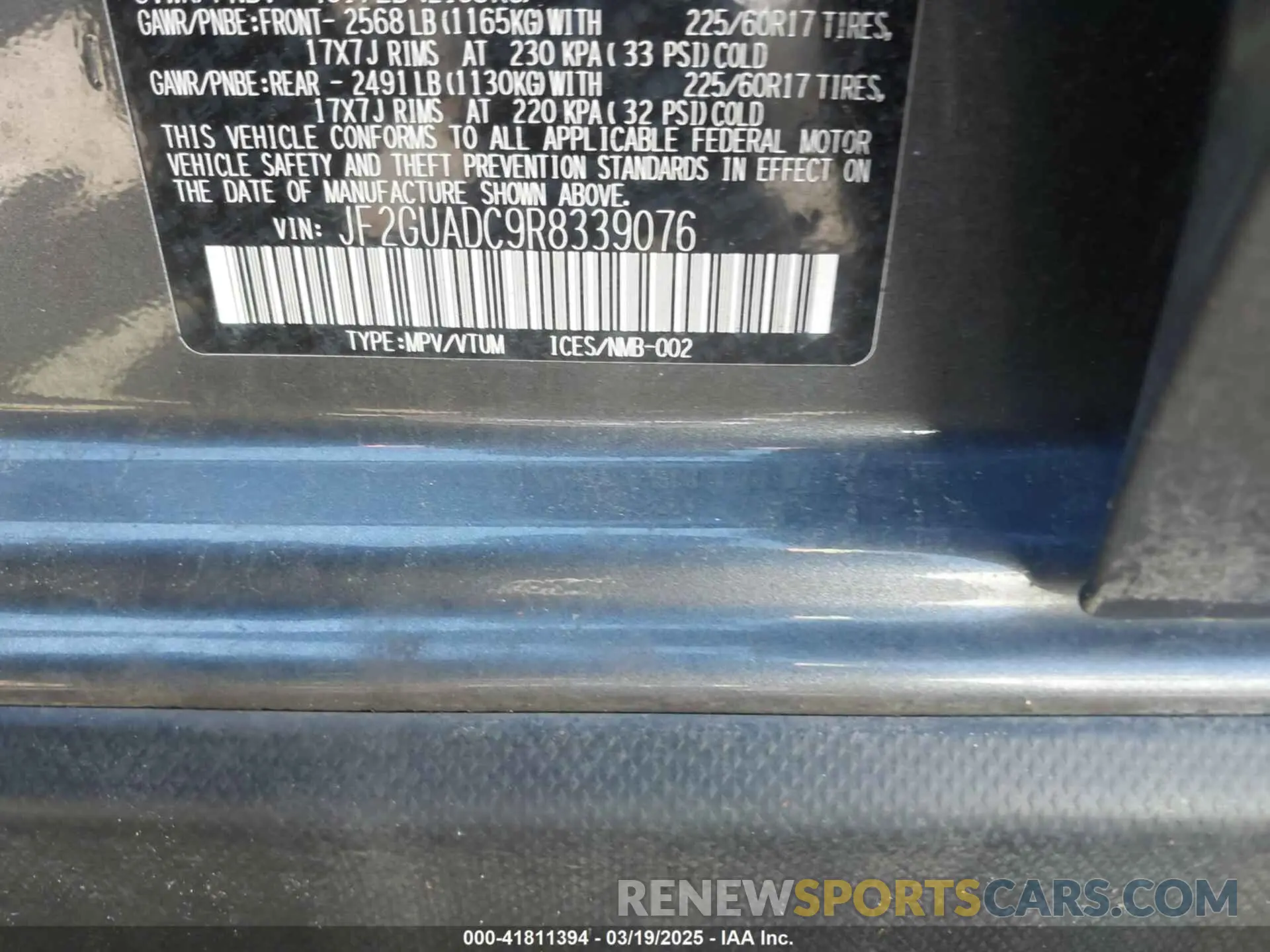 9 Photograph of a damaged car JF2GUADC9R8339076 SUBARU CROSSTREK 2024