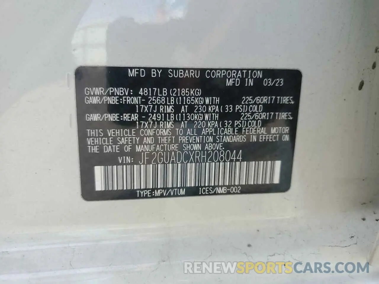 14 Photograph of a damaged car JF2GUADCXRH208044 SUBARU CROSSTREK 2024
