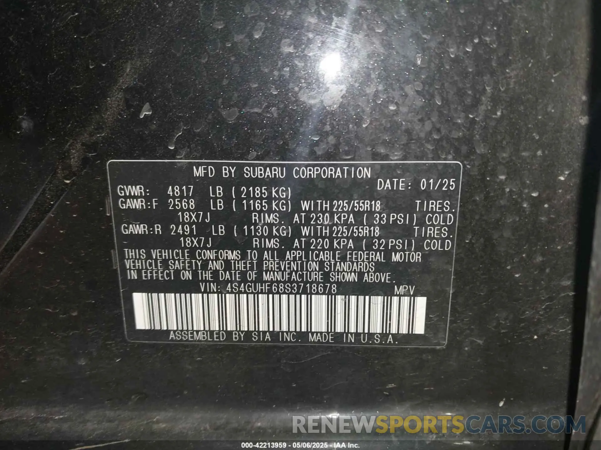 9 Photograph of a damaged car 4S4GUHF68S3718678 SUBARU CROSSTREK 2025