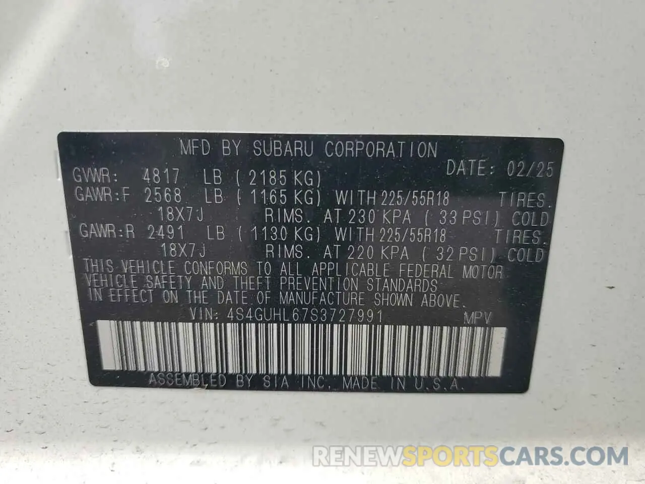 14 Photograph of a damaged car 4S4GUHL67S3727991 SUBARU CROSSTREK 2025