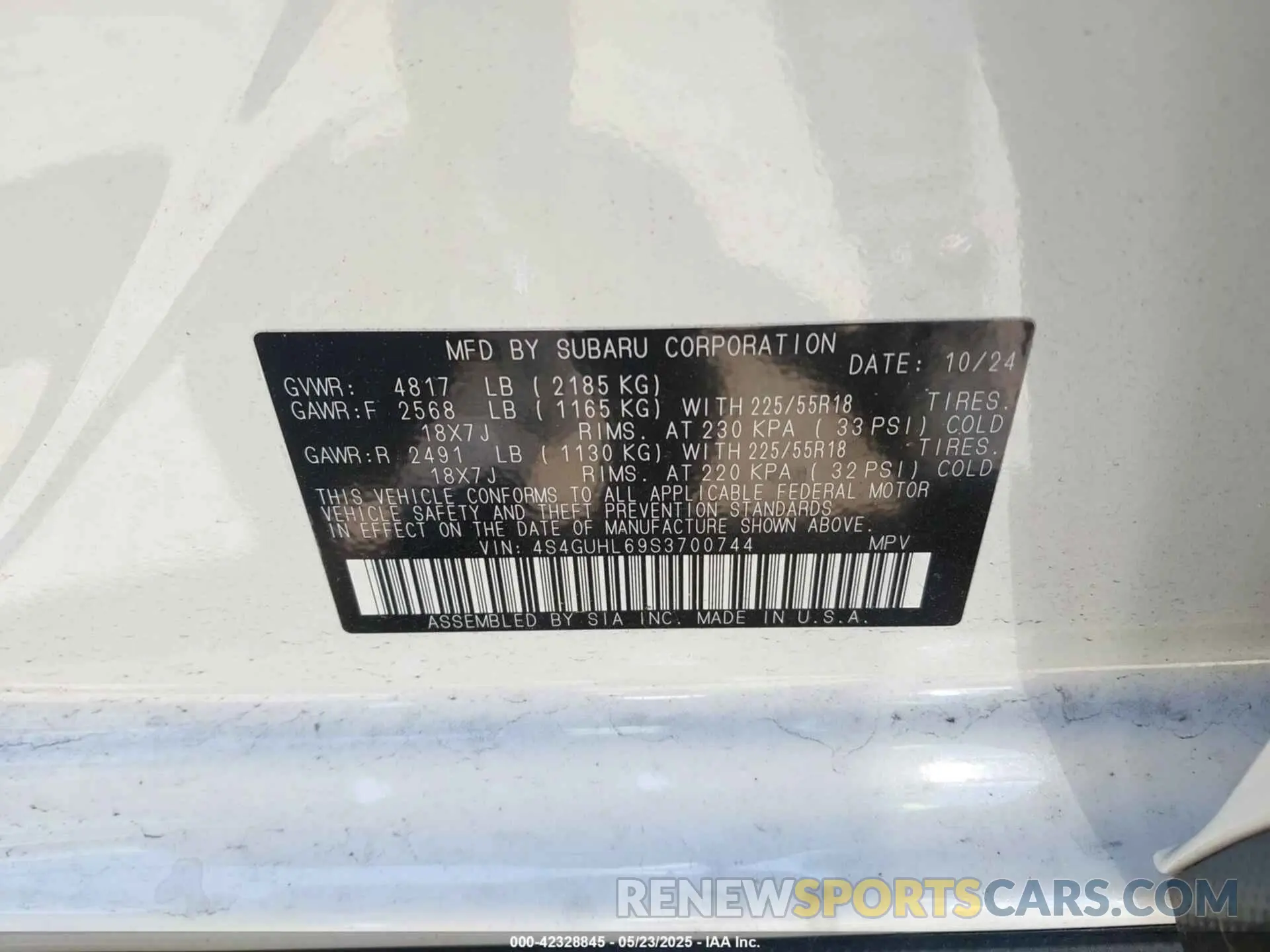 9 Photograph of a damaged car 4S4GUHL69S3700744 SUBARU CROSSTREK 2025