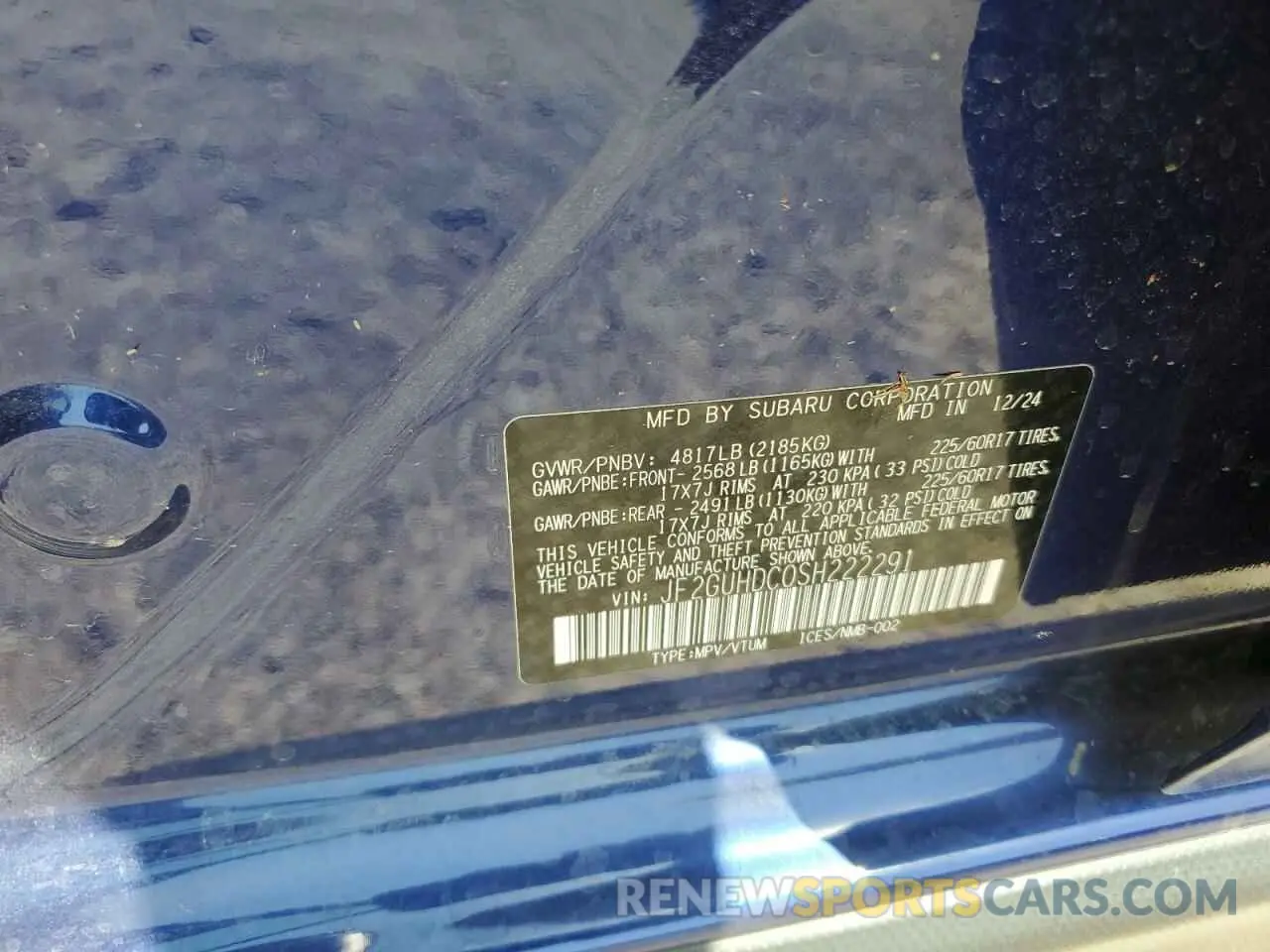 15 Photograph of a damaged car JF2GUHDC0SH222291 SUBARU CROSSTREK 2025