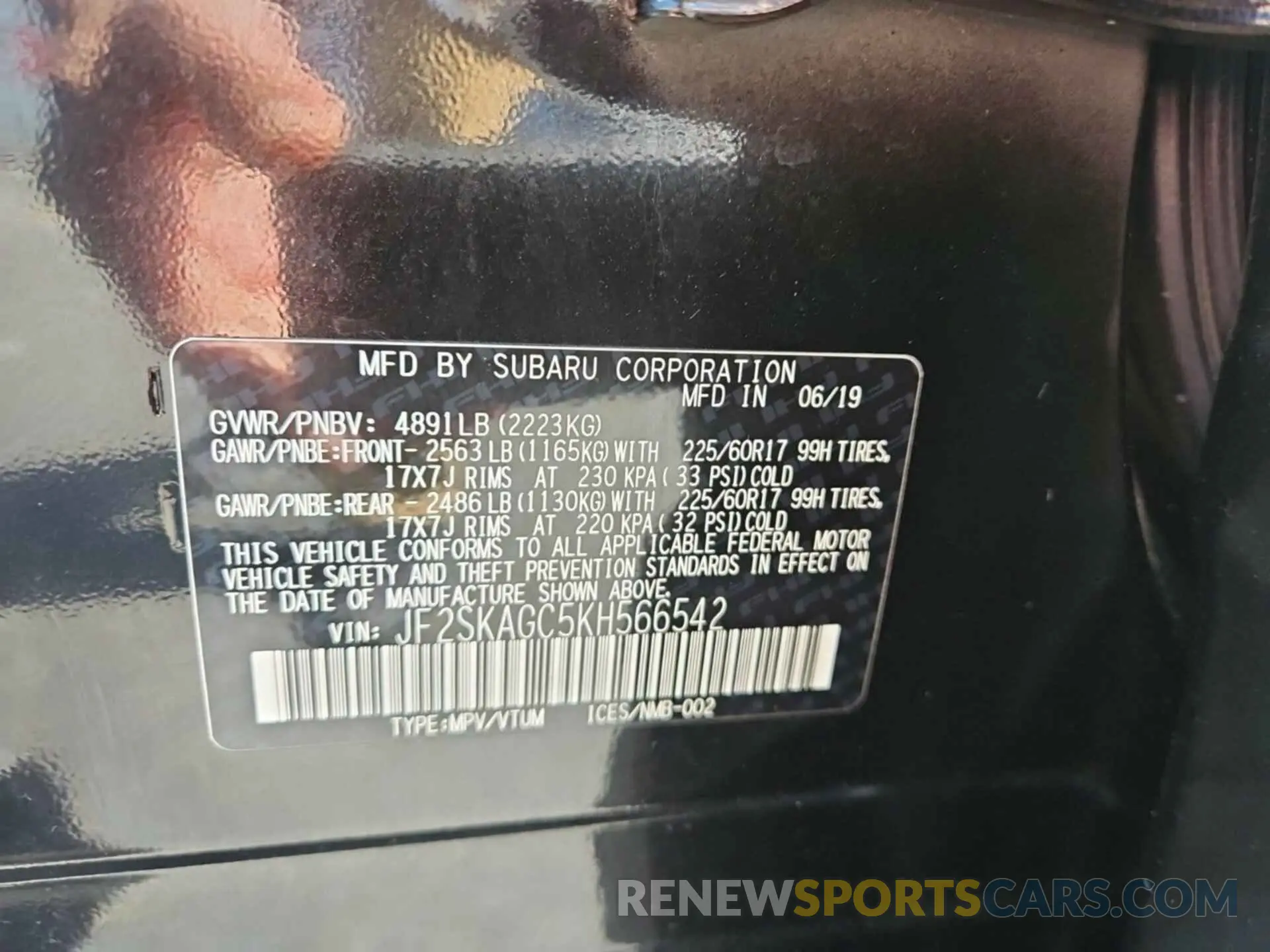 4 Photograph of a damaged car JF2SKAGC5KH566542 SUBARU FORESTER 2019