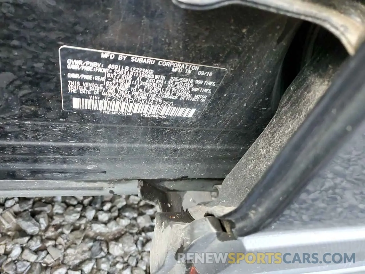 12 Photograph of a damaged car JF2SKAPC5KH432260 SUBARU FORESTER 2019