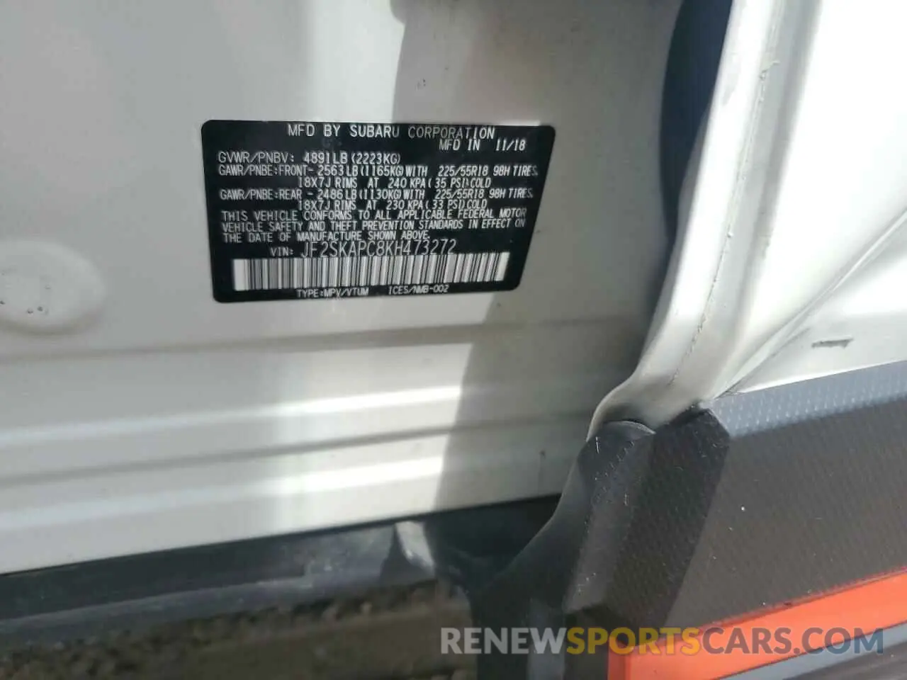 13 Photograph of a damaged car JF2SKAPC8KH473272 SUBARU FORESTER 2019