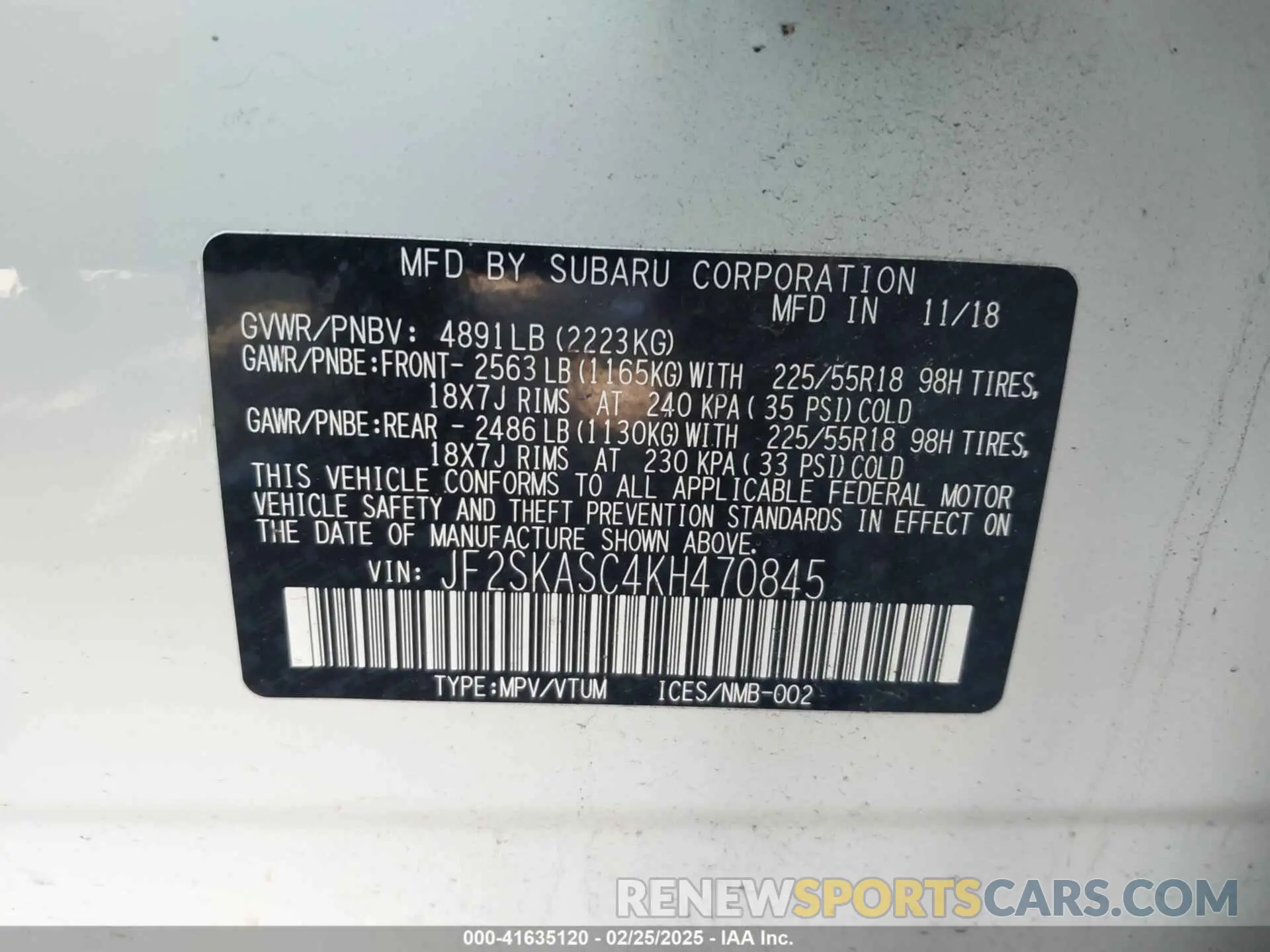 9 Photograph of a damaged car JF2SKASC4KH470845 SUBARU FORESTER 2019