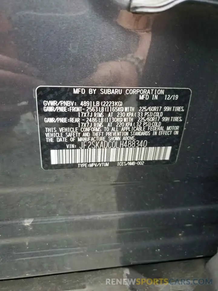 12 Photograph of a damaged car JF2SKADC0LH488340 SUBARU FORESTER 2020