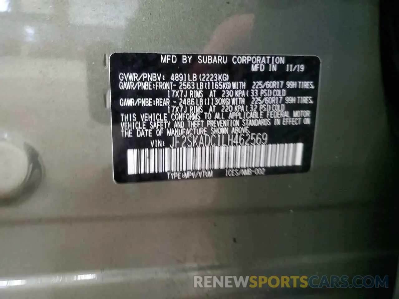 13 Photograph of a damaged car JF2SKADC1LH462569 SUBARU FORESTER 2020