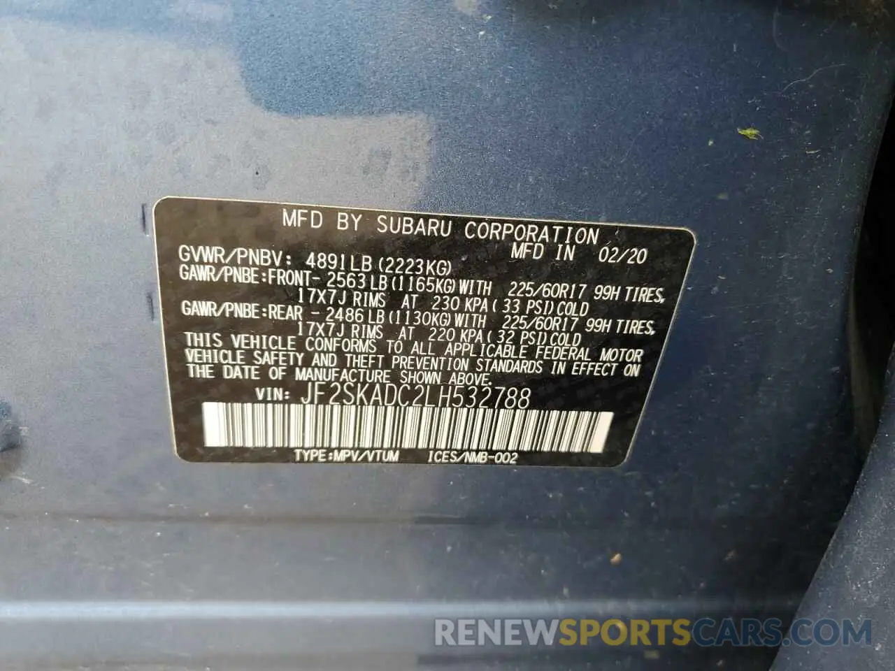 12 Photograph of a damaged car JF2SKADC2LH532788 SUBARU FORESTER 2020