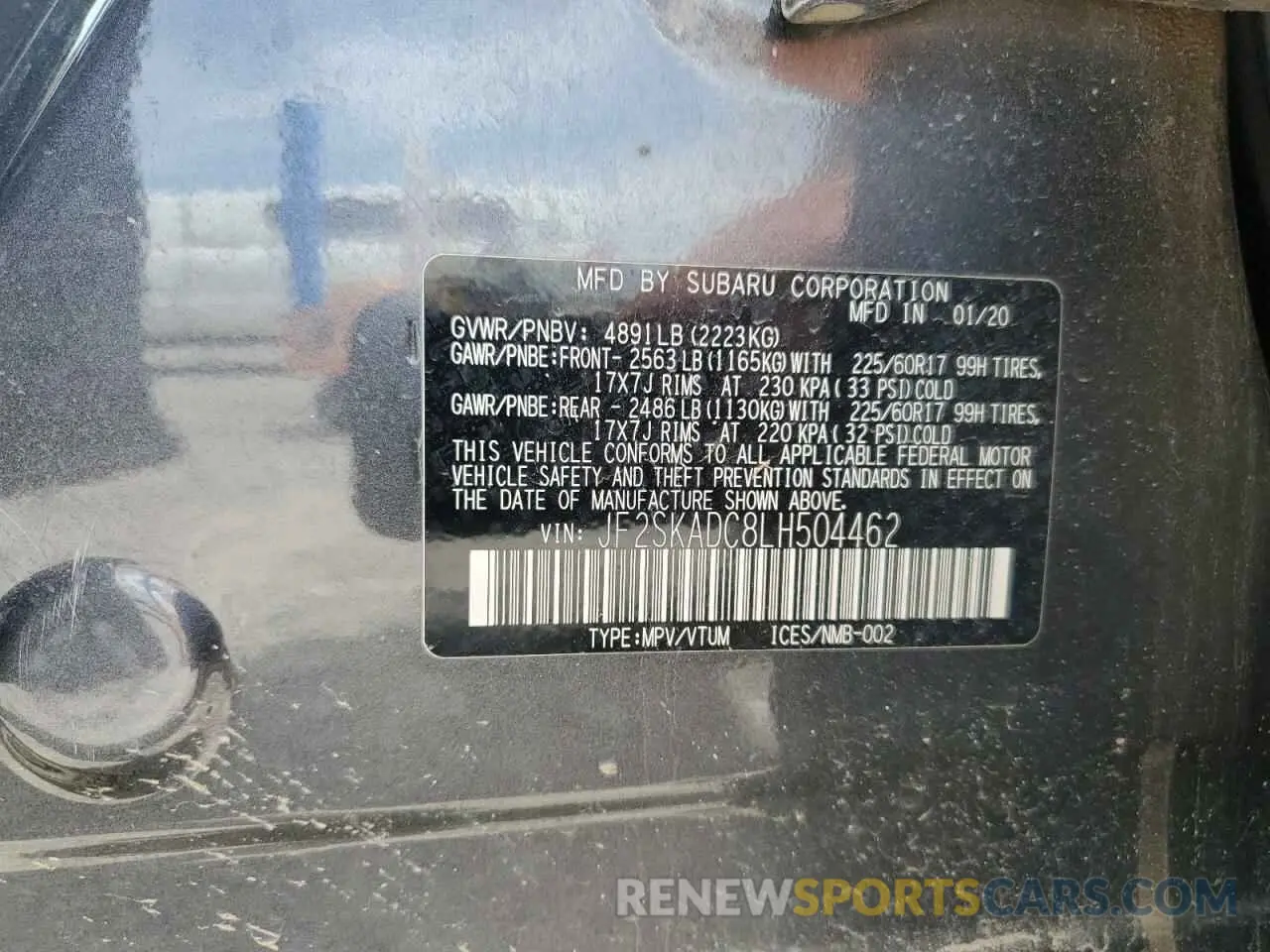 13 Photograph of a damaged car JF2SKADC8LH504462 SUBARU FORESTER 2020