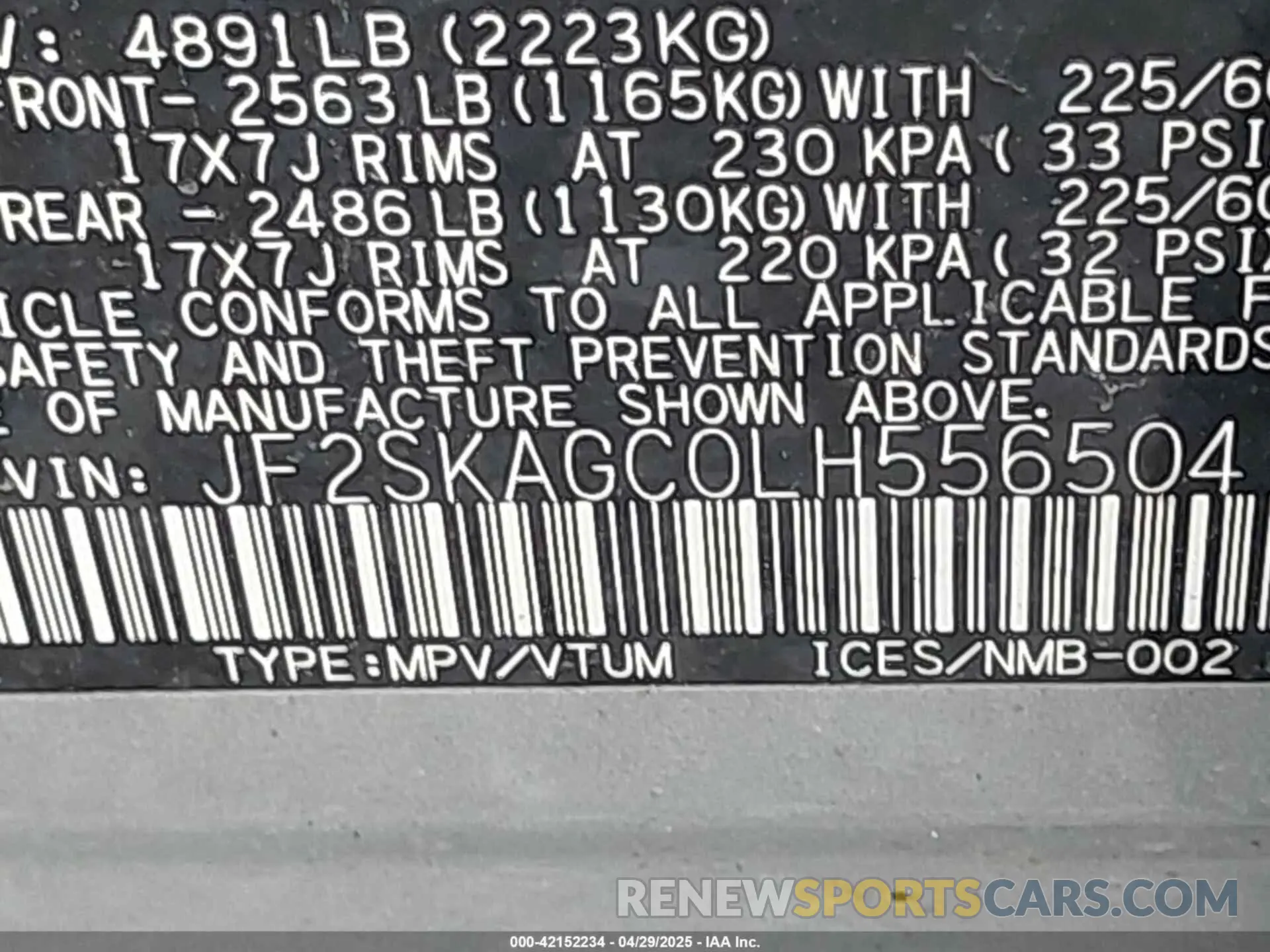 9 Photograph of a damaged car JF2SKAGC0LH556504 SUBARU FORESTER 2020