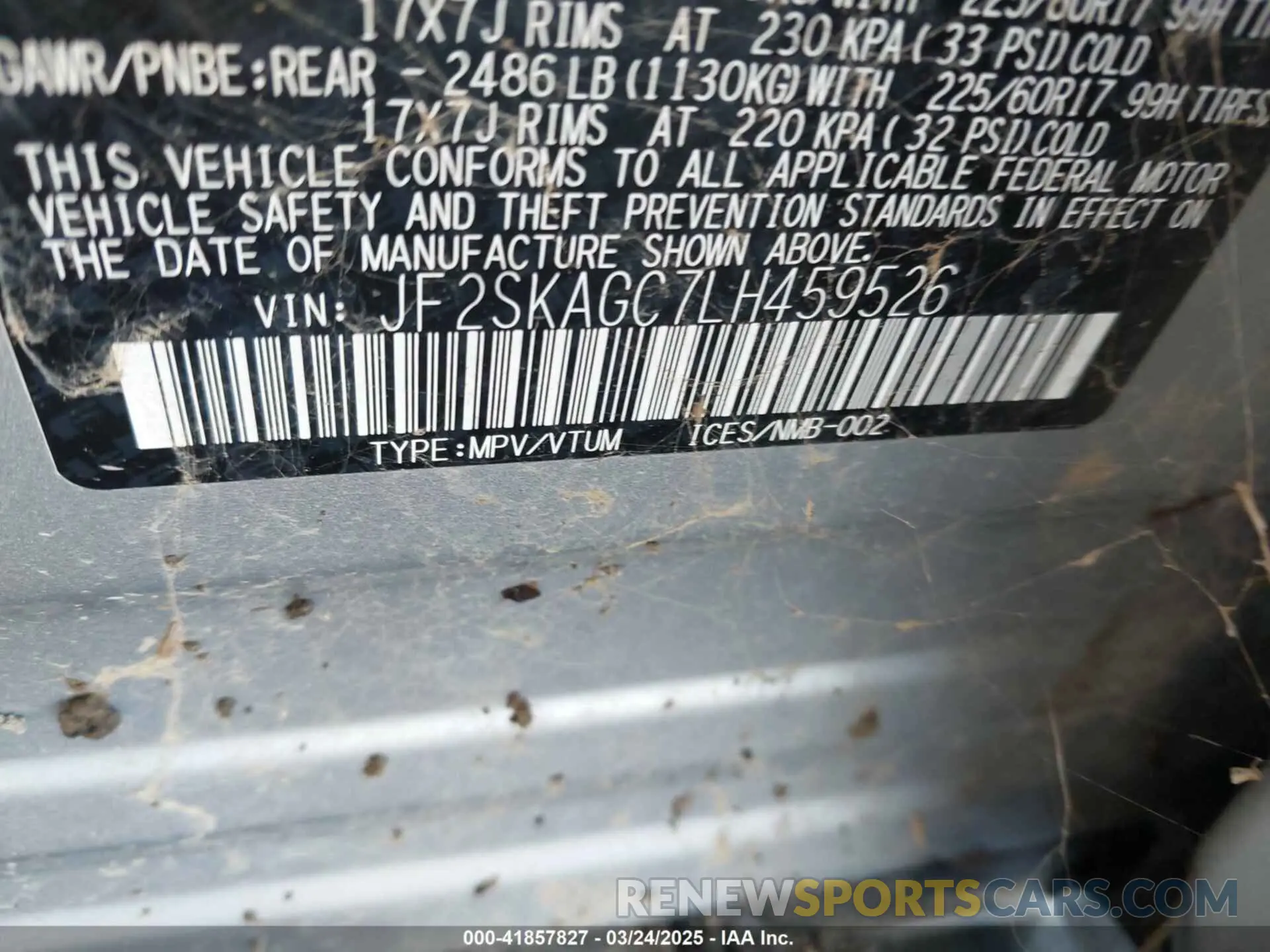 9 Photograph of a damaged car JF2SKAGC7LH459526 SUBARU FORESTER 2020
